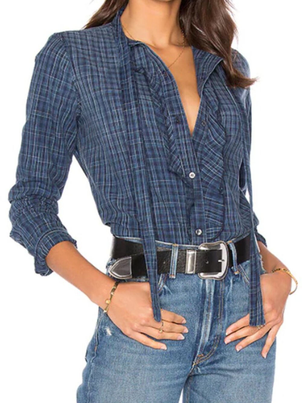 AMO I Love Denim Olivia Buttoned Top : Small